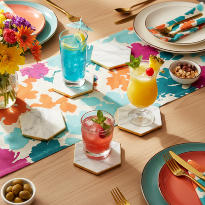 Marble coasters dinner table