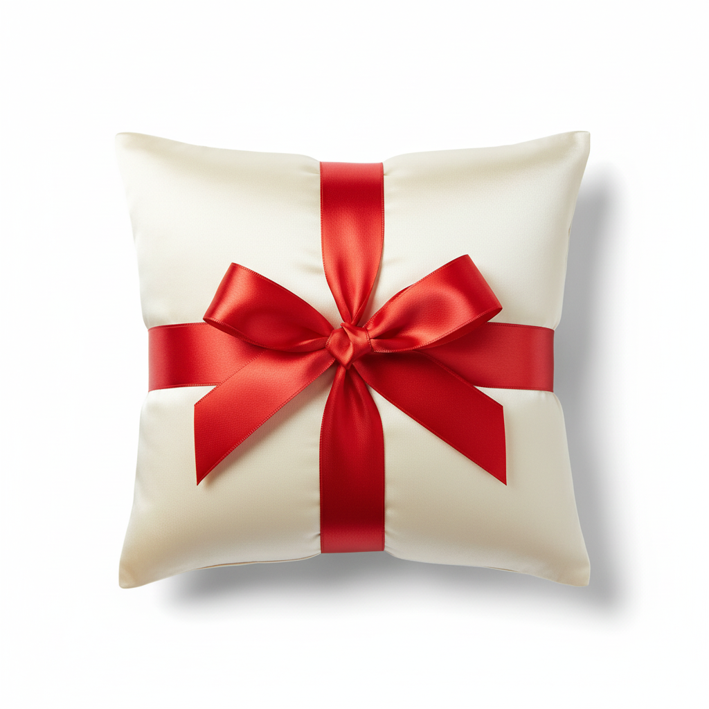 Cream satin pillowcase gift scene