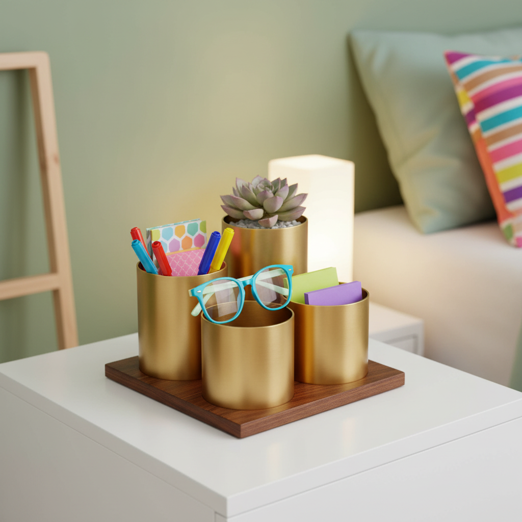 Gold organizer bedside