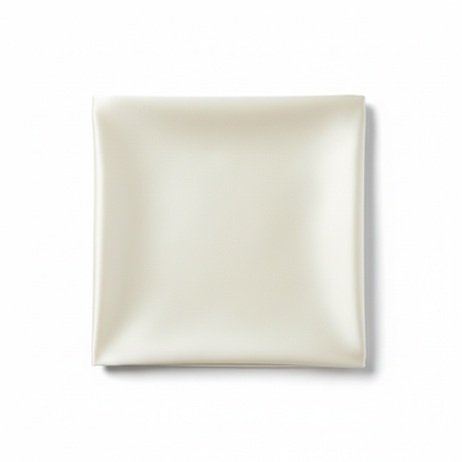 Cream satin pillowcase on white background