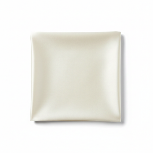 Cream satin pillowcase on white background