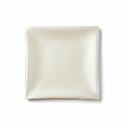 Cream satin pillowcase on white background