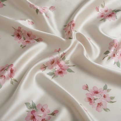 Cream satin pillowcase close up