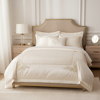 Cream satin pillowcase elegant bedroom