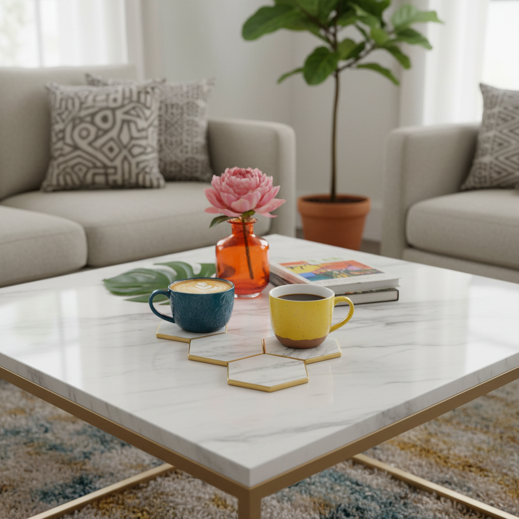 Marble coasters living room