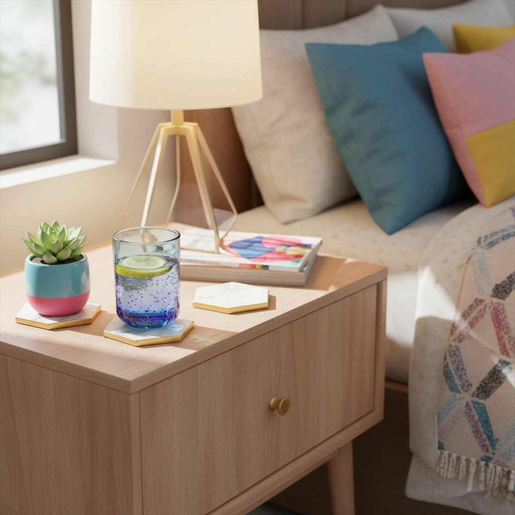 Marble coasters bedside