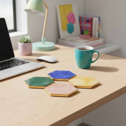 Marble coasters desk
